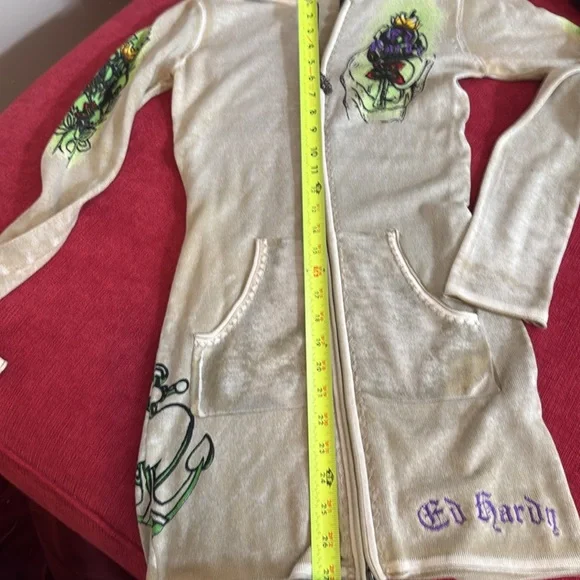 Distressed Extra long Ed Hardy Hooded Zip-up - Picture 8 of 14